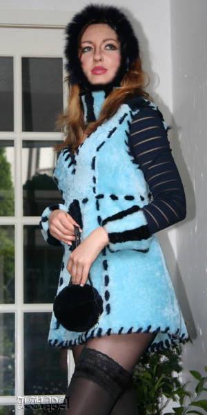 Magic in Blue sleeveless shearling dress