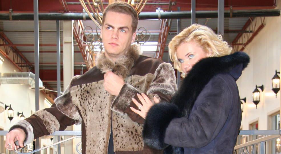 Hunter and Rhapsody - mens and womens long shearling jacket and coat